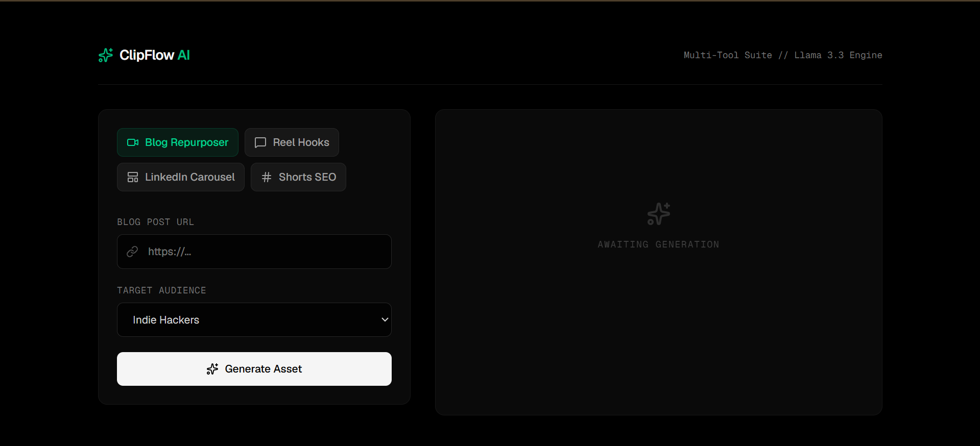 Clipflow AI Interface Dashboard