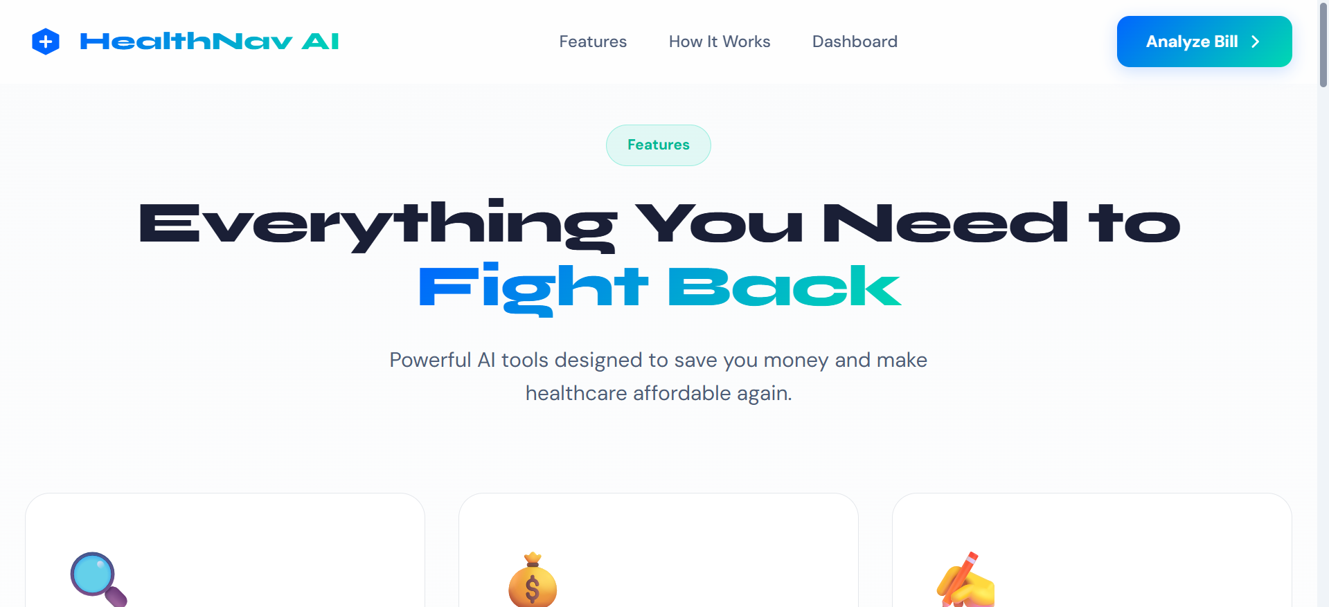 HealthNav AI Dashboard Interface